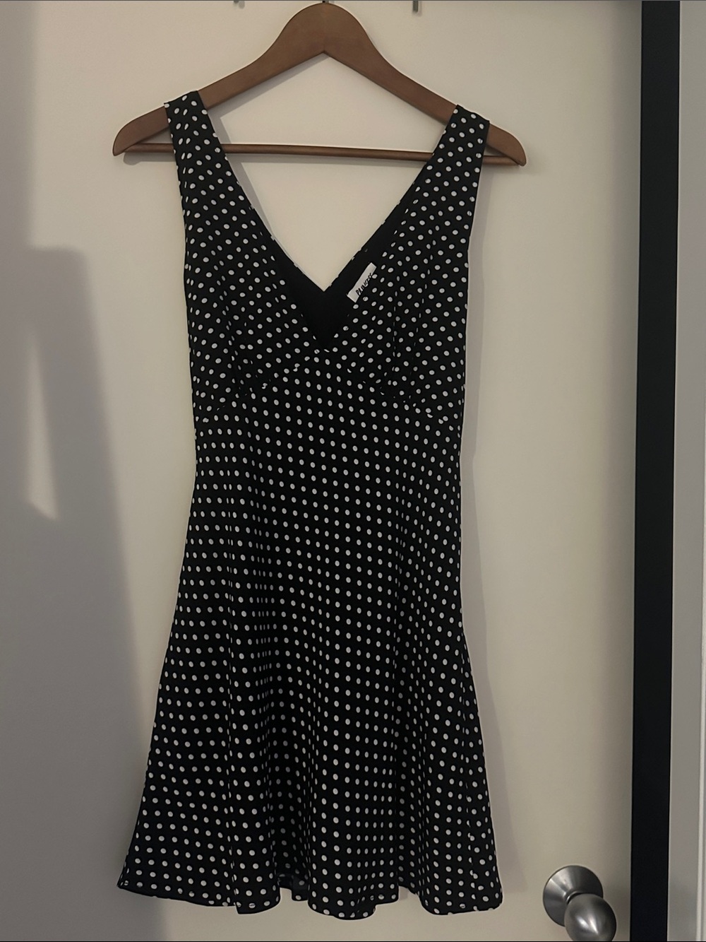 V-Neck Polka Dot Mini Dress with Back Tie